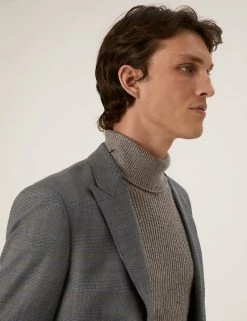 Savile Row Inspired Men Tailored Fit Pure Wool Check Jacket 13 Savile Row Inspired Men Tailored Fit Pure Wool Check Jacket -New In Mens Store SD 03 T15 2433T T0 X EC 4