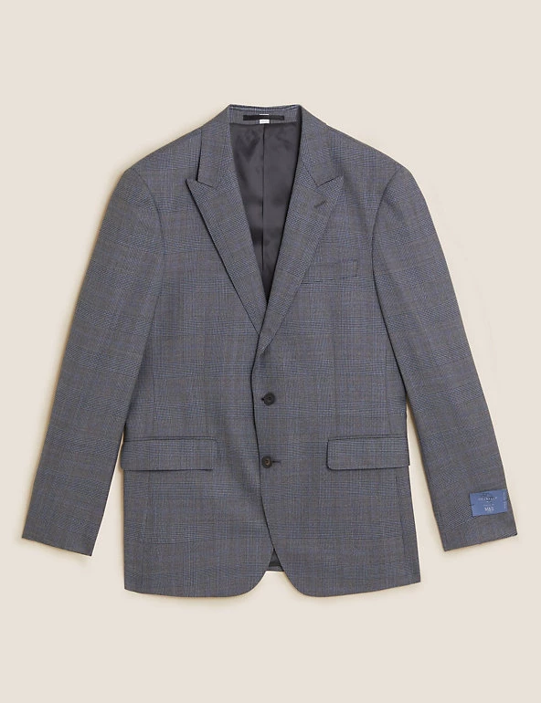 Savile Row Inspired Men Tailored Fit Pure Wool Check Jacket 2 Savile Row Inspired Men Tailored Fit Pure Wool Check Jacket - Image 2