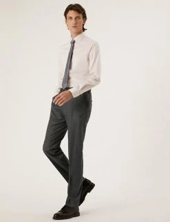Savile Row Inspired Men Tailored Fit Pure Wool Trousers