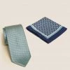 M&S Collection Men's Ties Slim Geometric Tie & Pocket Square Set