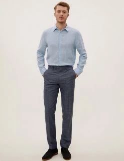 Savile Row Inspired Men's Trousers Tailored Fit Wool Rich Puppytooth Trousers