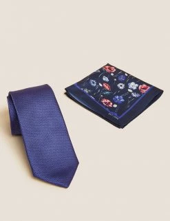 M&S Collection Men's Ties Floral Pocket Square & Tie Set
