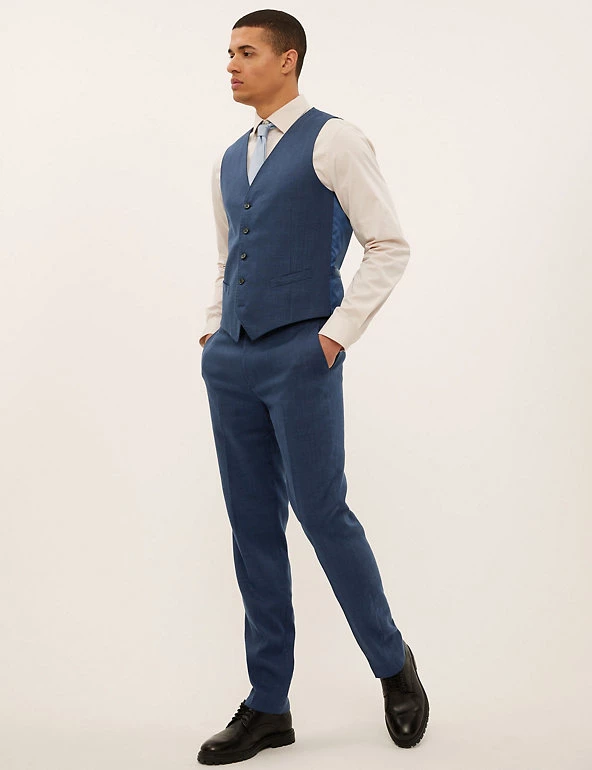 M&S Collection Men's Waistcoats Italian Linen Miracle™ Waistcoat 3 M&S Collection Men's Waistcoats Italian Linen Miracle™ Waistcoat - Image 3