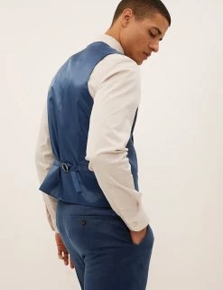 M&S Collection Men's Waistcoats Italian Linen Miracle™ Waistcoat 10 M&S Collection Men's Waistcoats Italian Linen Miracle™ Waistcoat -New In Mens Store SD 03 T15 3346W E3 X EC 2