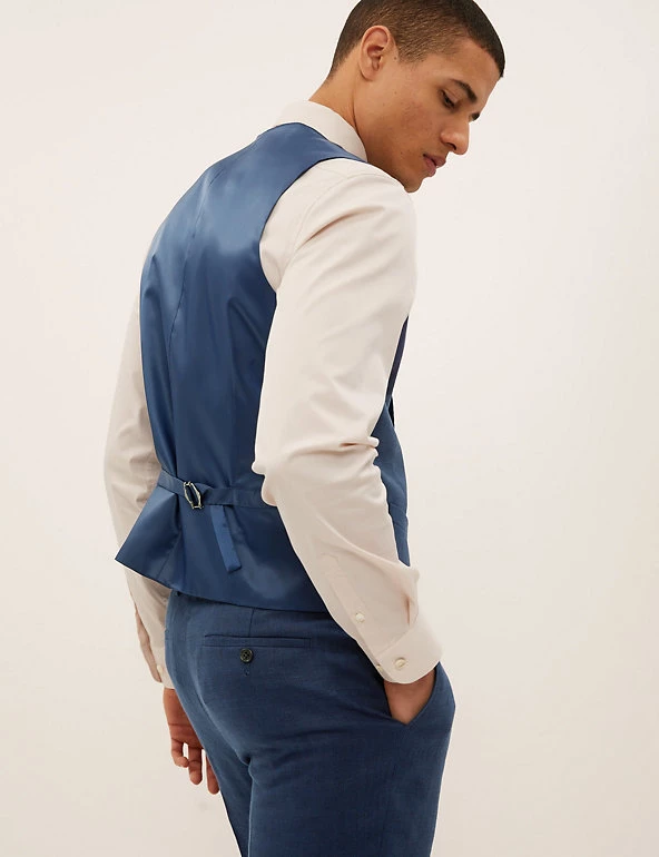 M&S Collection Men's Waistcoats Italian Linen Miracle™ Waistcoat 4 M&S Collection Men's Waistcoats Italian Linen Miracle™ Waistcoat - Image 4