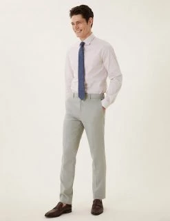 M&S Collection Men's Trousers Slim Fit Linen Miracle™ Trousers