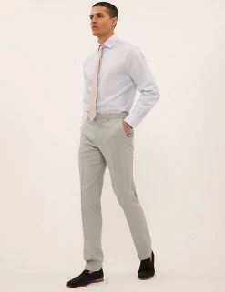 M&S Collection Men's Trousers Tailored Fit Italian Linen Miracle™ Trousers