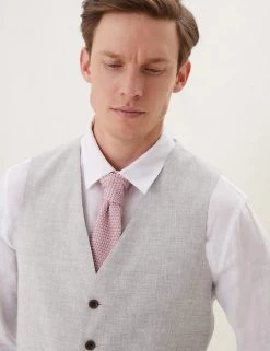 M&S Collection Men's Waistcoats Italian Linen Miracle™ Waistcoat -New In Mens Store SD 03 T15 3361W T0 X EC 1
