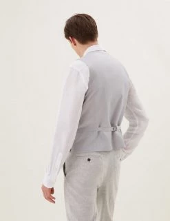 M&S Collection Men's Waistcoats Italian Linen Miracle™ Waistcoat -New In Mens Store SD 03 T15 3361W T0 X EC 2
