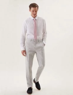 M&S Collection Men's Trousers Slim Fit Italian Linen Miracle™ Trousers
