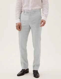 M&S Collection Men's Trousers Big & Tall Tailored Fit Italian Linen Miracle™ Trousers -New In Mens Store SD 03 T15 3362Z T0 X EC 1
