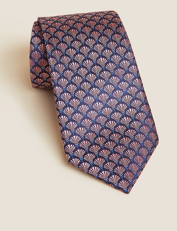 M&S Collection Men's Ties Shell Print Pure Silk Tie 1 M&S Collection Men's Ties Shell Print Pure Silk Tie