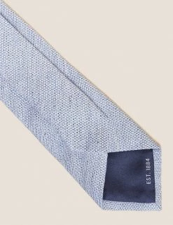 M&S Collection Men's Ties Textured Linen Rich Tie With Silk -New In Mens Store SD 03 T15 4271S E1 X EC 90