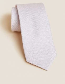 M&S Collection Men's Ties Textured Linen Rich Tie With Silk -New In Mens Store SD 03 T15 4271S G0 X EC 0