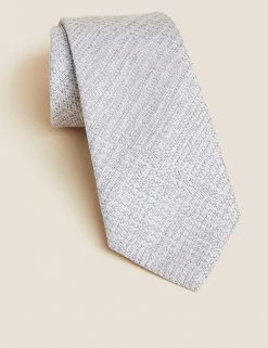M&S Collection Men's Ties Textured Linen Rich Tie With Silk -New In Mens Store SD 03 T15 4271S XX X EC 0