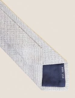 M&S Collection Men's Ties Textured Linen Rich Tie With Silk -New In Mens Store SD 03 T15 4271S XX X EC 90