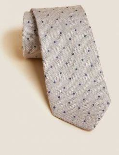 M&S Collection Men's Ties Slim Polka Dot Silk Blend Tie