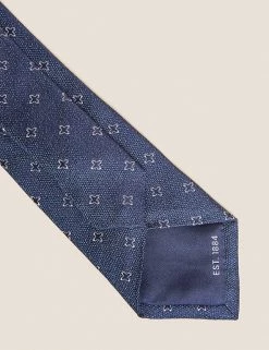M&S Collection Men's Ties Slim Pure Silk Foulad Tie -New In Mens Store SD 03 T15 7153P HP X EC 90
