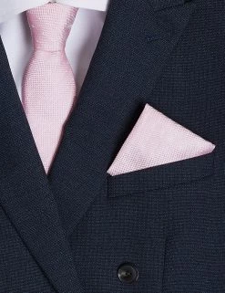 M&S Collection Men's Ties Woven Pure Silk Tie & Pocket Square Set -New In Mens Store SD 03 T15 7155P A1 X EC 90