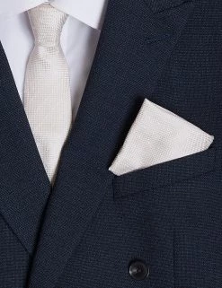 M&S Collection Men's Ties Woven Pure Silk Tie & Pocket Square Set -New In Mens Store SD 03 T15 7155P CH X EC 90