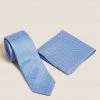 M&S Collection Men's Ties Woven Pure Silk Tie & Pocket Square Set