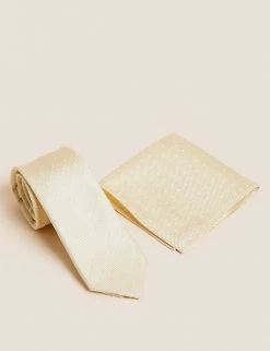 M&S Collection Men's Ties Woven Pure Silk Tie & Pocket Square Set -New In Mens Store SD 03 T15 7155P R0 X EC 0