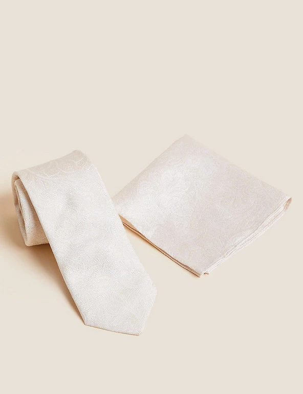 M&S Collection Men's Ties Paisley Pure Silk Tie & Pocket Square Set 4 M&S Collection Men's Ties Paisley Pure Silk Tie & Pocket Square Set - Image 4