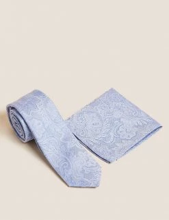 M&S Collection Men's Ties Paisley Pure Silk Tie & Pocket Square Set 21 M&S Collection Men's Ties Paisley Pure Silk Tie & Pocket Square Set -New In Mens Store SD 03 T15 7156P E0 X EC 0