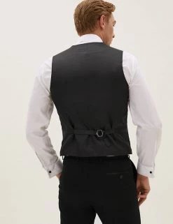 M&S Collection Men's Waistcoats Black Textured Waistcoat -New In Mens Store SD 03 T15 8109W Y0 X EC 2