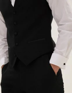 M&S Collection Men's Waistcoats Black Textured Waistcoat -New In Mens Store SD 03 T15 8109W Y0 X EC 3