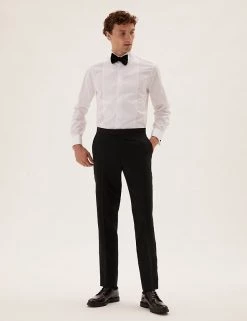 M&S Collection Smart Trousers Tailored Fit Wool Blend Tuxedo Trousers