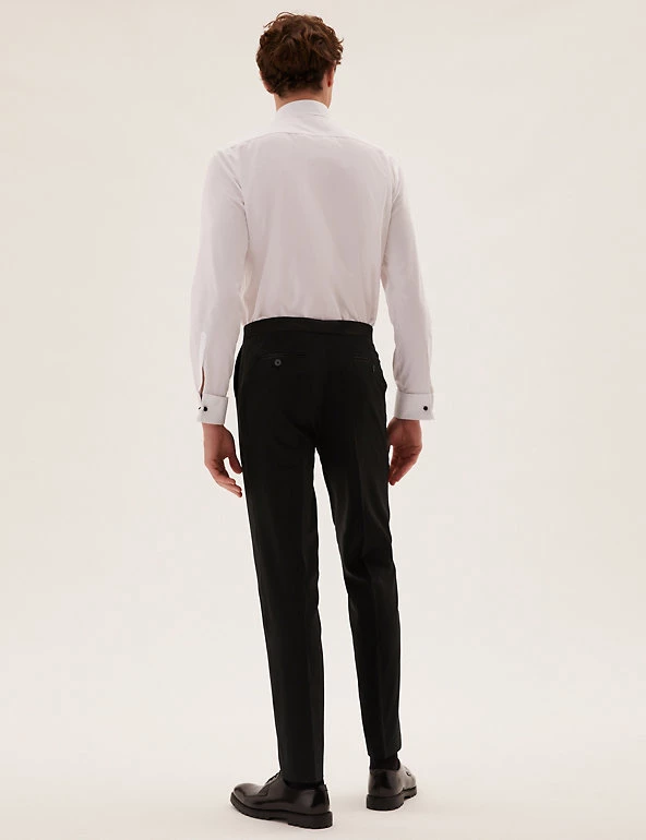 M&S Collection Smart Trousers Tailored Fit Wool Blend Tuxedo Trousers 3 M&S Collection Smart Trousers Tailored Fit Wool Blend Tuxedo Trousers - Image 3