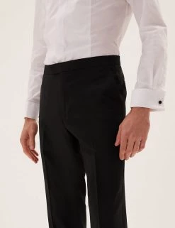 M&S Collection Smart Trousers Tailored Fit Wool Blend Tuxedo Trousers 9 M&S Collection Smart Trousers Tailored Fit Wool Blend Tuxedo Trousers -New In Mens Store SD 03 T15 8128T Y0 X EC 2