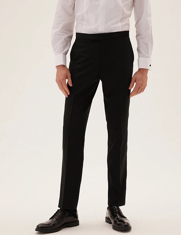 M&S Collection Smart Trousers Tailored Fit Wool Blend Tuxedo Trousers 5 M&S Collection Smart Trousers Tailored Fit Wool Blend Tuxedo Trousers - Image 5