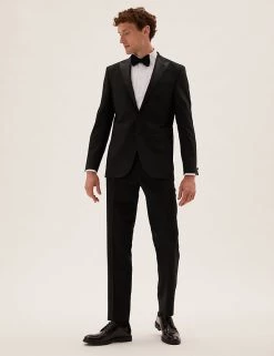 M&S Collection Smart Trousers Tailored Fit Wool Blend Tuxedo Trousers 11 M&S Collection Smart Trousers Tailored Fit Wool Blend Tuxedo Trousers -New In Mens Store SD 03 T15 8128T Y0 X EC 4