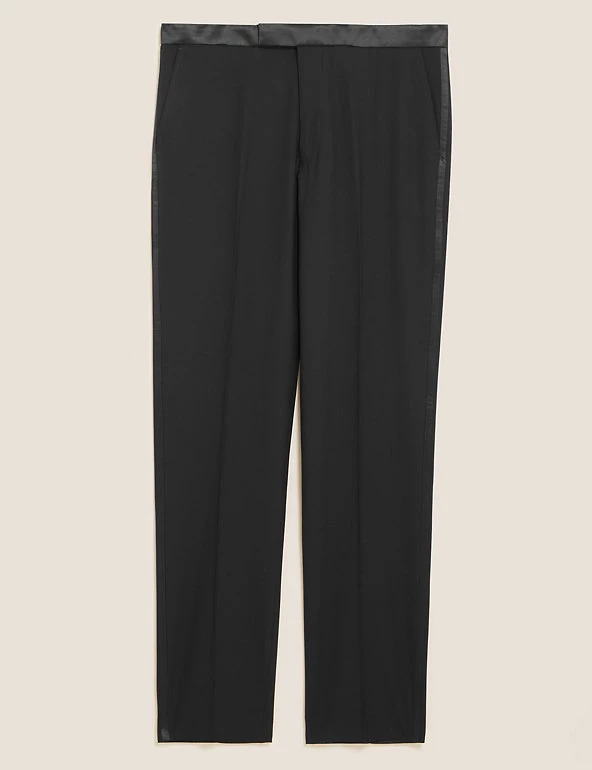 M&S Collection Smart Trousers Tailored Fit Wool Blend Tuxedo Trousers 2 M&S Collection Smart Trousers Tailored Fit Wool Blend Tuxedo Trousers - Image 2