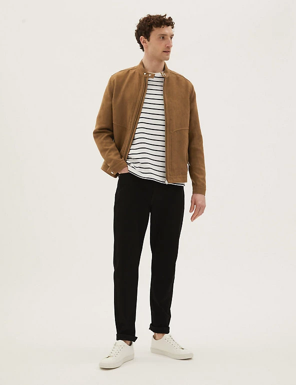 M&S Collection Men's Coats & Jackets Faux Suede Biker Jacket 3 M&S Collection Men's Coats & Jackets Faux Suede Biker Jacket - Image 3