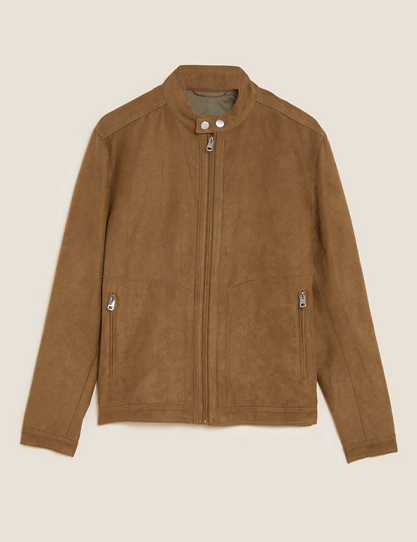 M&S Collection Men's Coats & Jackets Faux Suede Biker Jacket 2 M&S Collection Men's Coats & Jackets Faux Suede Biker Jacket - Image 2