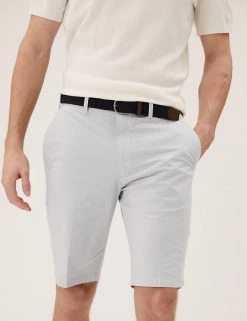 M&S Collection Men's Shorts Belted Striped Chino Shorts -New In Mens Store SD 03 T17 2222M V4 X EC 1