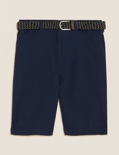 M&S Collection Men's Shorts Pure Cotton Belted Textured Chino Shorts 6 M&S Collection Men's Shorts Pure Cotton Belted Textured Chino Shorts -New In Mens Store SD 03 T17 2225M F4 X EC 90