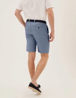 M&S Collection Men's Shorts Linen Blend Belted Chino Shorts -New In Mens Store SD 03 T17 2226M F0 X EC 3