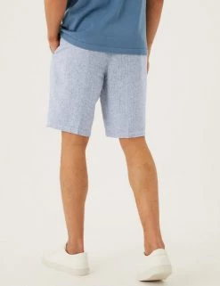 M&S Collection Men's Shorts Linen Blend Belted Chino Shorts -New In Mens Store SD 03 T17 2226M KY X EC 2