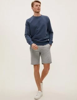 M&S Collection Men's Shorts Pure Cotton Half Elasticated Chino Shorts