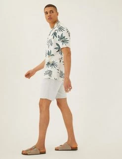 M&S Collection Men's Shorts Linen Blend Chino Shorts