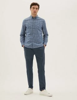 M&S Collection Men's Trousers Tapered Fit Super Lightweight Pleated Chino -New In Mens Store SD 03 T17 6177M F0 X EC 0