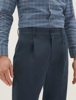 M&S Collection Men's Trousers Tapered Fit Super Lightweight Pleated Chino -New In Mens Store SD 03 T17 6177M F0 X EC 1