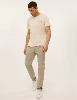 M&S Collection Men's Trousers Tapered Fit Super Lightweight Pleated Chino