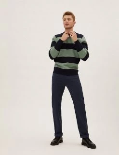 M&S Collection Men's Trousers Straight Fit Italian 5 Pocket Trousers