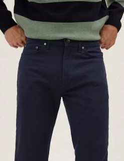 M&S Collection Men's Trousers Straight Fit Italian 5 Pocket Trousers -New In Mens Store SD 03 T17 6395M F3 X EC 2
