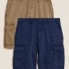 M&S Collection Men's Shorts 2 Pack Pure Cotton Cargo Shorts